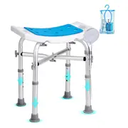 Shower Chair, Adjustable Height Shower Stool with Crossbar Support, Shower Seat for Inside Shower or Tub, Non-Slip Bench Bathtub Stool Seat for Elderly Disabled Handicap, 226.8 kg