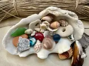 Sea Mix: Shells, Sea Glass and Marbles, Pebbles, Pottery for Crafts, Decor, DIY