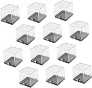 Baluue 12pcs Mineral Standard Display Box Crystals Rock Collection Display Case Ring Display Case Specimen Storage Boxes Square Stand Perky Natural Acrylic Jewelry Box Plastic