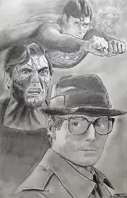 CHRISTOPHER REEVE CLARK KENT SUPER*MAN Original PRO Art 100% Pencil Handmade 1/1