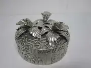 RICHARD CIPOLLA PEWTER BOX with ORCHID IRIS FLOWERS 4 1/2"