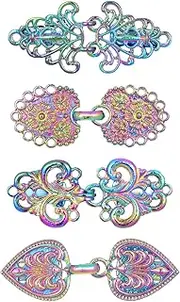 [Gjinxi] 4 Pieces Vintage Sweater Swirl Clip, Swirl Clip Cape Cloak Clips, Sweater Clips for Cardigans, Retro Cardigan Clip Shawl Collar Clasp Dress Shirt Button Clip for Girl Women to Hold Sweater Together,