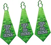 [LIFKOME] 3 Pack St. Patricks Day Ties Green Neckties for Men Women Boys and Girls Festive Ties