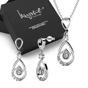 Boxed Periwinkle Teardrop Set Embellished with SWAROVSKI® Crystals In White Gold