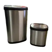 Nine Stars Combo Sensor Trash Can, Stainless Steel (13.2 gal / 3.2 gal)