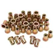 100Pcs Carbon Steel Rivet Nut, 1/4''-20UNC Flat Head Rivnut Threaded Insert Nuts