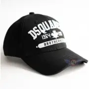 DSQUARED2 Black Sports Baseball Cap flat Solid Hat Men white logo