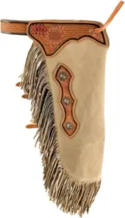 Premium Quality Suede Leather Fashionable Chinks Chaps With Basket Tooling