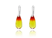 Silver Teardrop Fire Opal Earrings