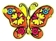 butterfly sequins fabric applique iron on orange not embroidered crafts 3 inch