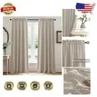 Elegant 96" Natural Beige Linen Semi-Sheer Curtains for Living & Dining Rooms