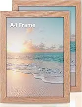 Cispree A4 OAK Wooden Photo Frames-2Pack, with Polypropylene Glass to Protect the Picture,Large Poster/Documents Frame for Family/Christmas-(21 * 29.7CM)