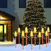 5Pack Candy Cane Solar Stakes Warm White 25 LEDs Christmas Lights Solar Christmas Candy Cane Lights Christmas Decorations