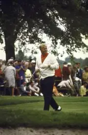 Golf US Open Jack Nicklaus walking off green during Thursday play - Old Photo