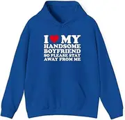 [X.Style] I Love My Handsome Boyfriend So Stay Away Heart Girlfriend ds028 Hoodie Royal 2XL