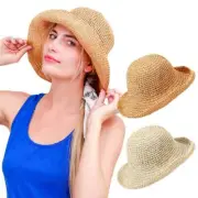 Womens Summer Ladies Sun Beach Straw Hat Floppy Foldable Wide Brim Gardening