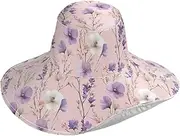 [Yoogain] Flowers Peach Purple Foldable Women Sun Hats for Sport Decorative Fishing Hats for Ladies Beach Sun Protector Gorras para el sol, Flowers Peach Purple, One Size