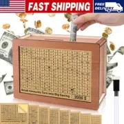 Cash Vault Wooden Savings Box Wooden Money Box with Money Target and Number Home