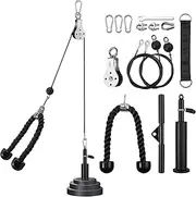 Fitness Pulley System, Pulley Cable Machine DIY Fitness Home Gym Equipment Workout Accessories with Tricep Rope, LAT Pull Down Bar, Gym Cable for Triceps Extensions, Biceps Curl, Forearm