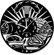 Instant Karma Clocks Wooden Wall Clock Shop Meat Charcuterie Butcher, Hdf Wood, Black, 30cm