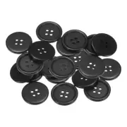 20pcs Sewing Buttons 7/8" Resin Round Flat 4-Hole Craft Buttons, Black