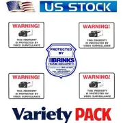 BLUE BRINKS HOME SECURITY ALARM SYSTEM WARNING STICKER+CAMERAS IN USE DECALS NEW