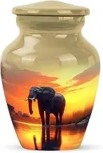 Elephant Urn Ashes, Cremation Urns for Human Ash, Burial & Funeral for Adult, Memorial Gift for Men & Women, Handcrafted, Small, Yellow, 3 Inch