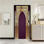 Door Stickers Simulation Metal Door DIY Door Sticker Home Decoration Wall Sticker Kitchen Wall Decals Peel & Stick Wallpaper (Size : 77x200cm)