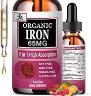 Iron Supplement for Women with Vitamin C,6-in-1 Liquid Iron Supplement w/Vitamin B12,Vitamin B6,High Absorption Blood Builder Iron Drops for Red Blood Cells & Immune Support,Non-GMO, Gluten Free