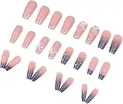Fake Nails Charm - Artificial Nails Press On Kit | 24 Pieces 3D Artificial Nails, Glue On False Accessories, Homemade Fake Fingertip, Women Hand Beauty For Birthdays