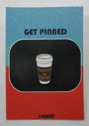 P2 Powered by coffee latte cup travel GET PINNED Enamel lapel tack pin GanzAR