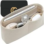 OAikor Felt Fabric Purse Shaper with pockets Handbag Tote Organizer Insert Bag,Fit GG Marmont small Matelasse Shoulder Bag Beige (Small, Conventional)-9 x 2 x 4.3inch