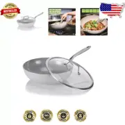 12-Inch CeraTerra Ceramic Stir-Fry Pan with Tempered Glass Lid - Induction Ready
