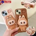 Girl's Cartoon LABUBU Silicone Case Stand Cover For iPhone 16 15 14 13 Pro Max X