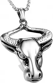 [Hafrita] Taurus Pendant Necklace Men 316L Stainless Steel Constellation Necklaces Bullhead Pendants Necklace