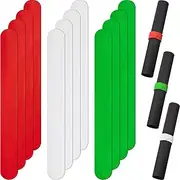 Charniol 12 Pieces Wrapping Paper Roll Holder Holiday Flip Wraps Silicone Covered Metal Strips Flip 1 x 9 Inch Poster Paper Roll Holder Stabilizer Slap Bands for Storage Organization White Red Green