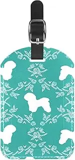 [WOSHJIUK] Luggage Tags,2 Pack Labels Suitcase Tags,Floral Silhouette Dog,Luggage Tags Privacy Protection Travel Bag Tag