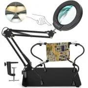 Soldering Helping Hands 10X Magnifying Glass with Light and Stand, Magnetic M...