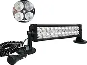 Lemil 72W Led Light Bar Flood Light Magnetic Work Light Cigarette Lighter Waterproof Driving Off Road with Rocker Switch Wiring Harness for Ford Boat Truck SUV UTE ATV UTV 12V 24V