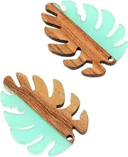 TEHAUX 2pcs Resin Wood Pendant Craft Charms Necklace Making Leaf Charms Plant Leaf Charms Decked Accessories DIY Jewelry Leaf findings Vintage Jewelry DIY Leaf Pendant Earrings Antique