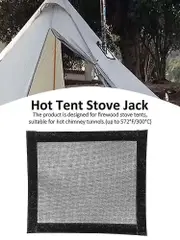 Hot Tent Stove Jack, 9" X 7.8" Square Highly Flame-retardant Firewood Stove Chimney Furnace Pipe Fireproof Protection Ring For Firewood Stove Tents -x