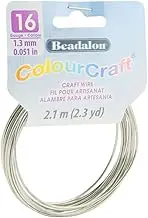 Beadalon ColourCraft Wire, 16 Gauge / 1.29 mm, Silver Color, 2.1 m / 2.3 yd Coil