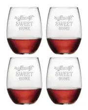 Susquehanna Glass "Home Sweet Home" Set of Four 21oz Stemless Glasses
