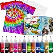 KOOL KRAFTS Tie Dye Kit, All-Inclusive with 12 Vibrant Colors, 4 White T-Shirts - Perfect for Kids & Adults - Fun Tie Dye Party Supplies! Tie Dye Kits for Kids Age 8-12, Tie Dye Kit for Kids