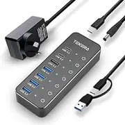 7 Port USB 3.2 Hub,TEKERA USB C Hub 10Gbps Splitter with USB-A 3.2, 2 USB-C 3.2, 4 USB 3.0 Ports and 2ft Long Cable, USB C Hub Multiport Adapters (7-Port Powered USB C/USB 3.2 Hub)