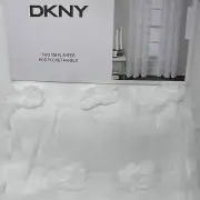 DKNY Snowball Pom Pom Espirit White Sheer Panel Rod Pocket Window Curtain 50x108