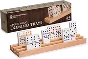 Yellow Mountain Imports Premium Beechwood Domino Racks/Trays - Set of 4