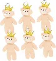 HANABASS 6Pcs Mini Bear Plush Keychain Pendant Fluffy Hanging Decor for Backpack Charms Cute Stuffed Dolls Lightweight Tiny Bear for DIY Projects