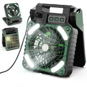 5 in 1 Multifunctional Solar Camping Tent Fan 7800mAh Battery Power Bank LED Light Solar Panel Energy Efficient Cooling