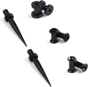 [Ruifan] 4Pairs Black Plated Surgical Steel Gauge Ear Screw Taper Tunnel Expander Stretching Kit Plugs Piercing 4 Styles Same Size 8g-00g (3mm-10mm)